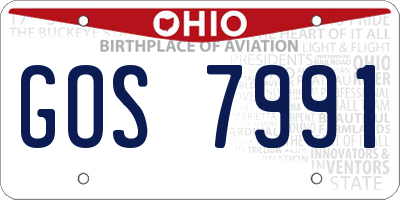 OH license plate GOS7991