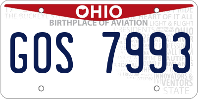 OH license plate GOS7993
