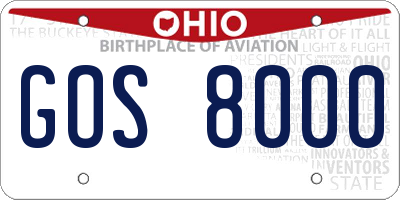 OH license plate GOS8000