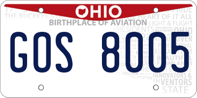 OH license plate GOS8005