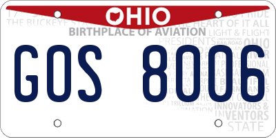 OH license plate GOS8006
