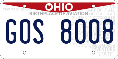 OH license plate GOS8008