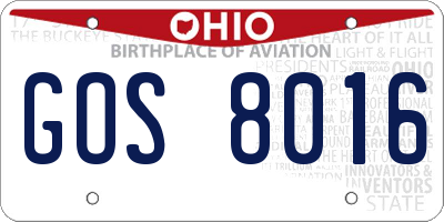 OH license plate GOS8016