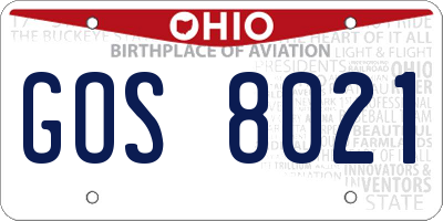 OH license plate GOS8021