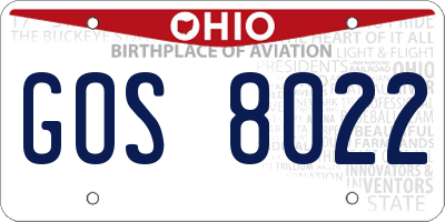 OH license plate GOS8022