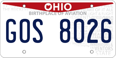 OH license plate GOS8026