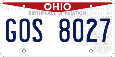 OH license plate GOS8027