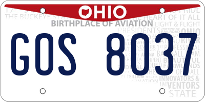 OH license plate GOS8037