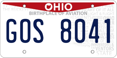 OH license plate GOS8041