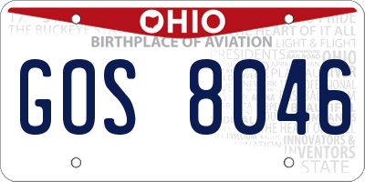 OH license plate GOS8046