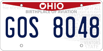 OH license plate GOS8048