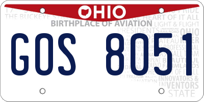 OH license plate GOS8051