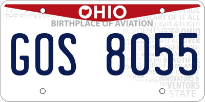 OH license plate GOS8055