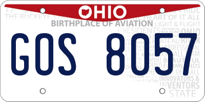 OH license plate GOS8057