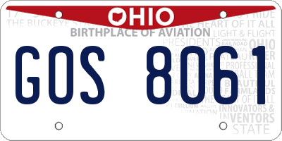 OH license plate GOS8061