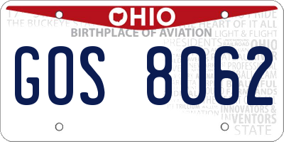 OH license plate GOS8062