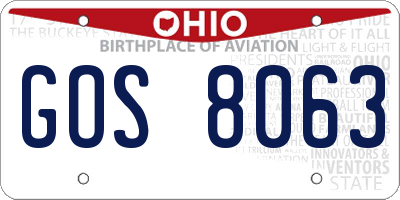 OH license plate GOS8063