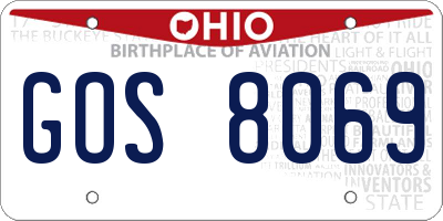 OH license plate GOS8069