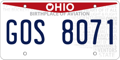 OH license plate GOS8071
