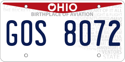 OH license plate GOS8072