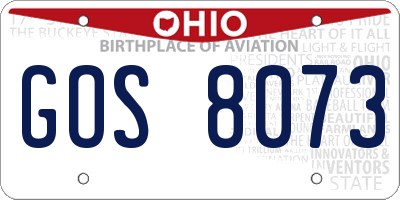 OH license plate GOS8073
