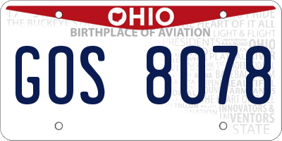OH license plate GOS8078