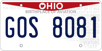 OH license plate GOS8081