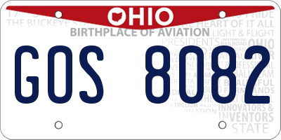 OH license plate GOS8082