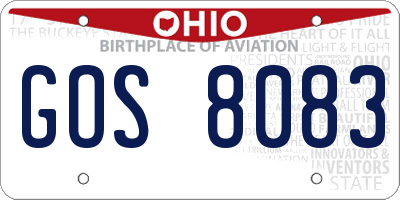 OH license plate GOS8083