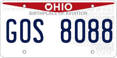 OH license plate GOS8088