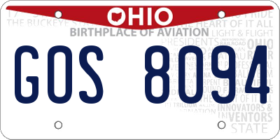 OH license plate GOS8094