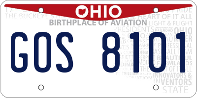 OH license plate GOS8101