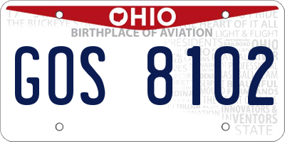 OH license plate GOS8102