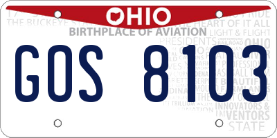 OH license plate GOS8103