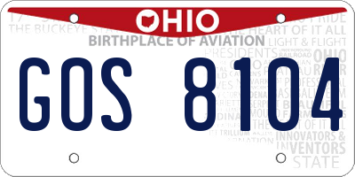 OH license plate GOS8104