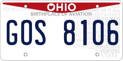 OH license plate GOS8106