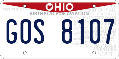 OH license plate GOS8107