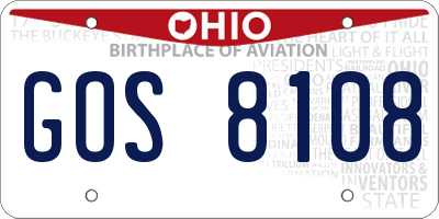 OH license plate GOS8108