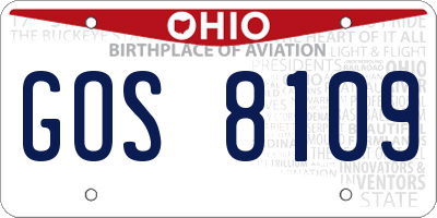 OH license plate GOS8109