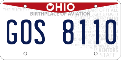OH license plate GOS8110