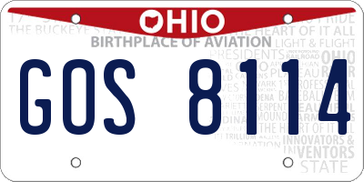 OH license plate GOS8114
