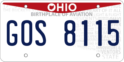 OH license plate GOS8115