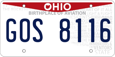 OH license plate GOS8116