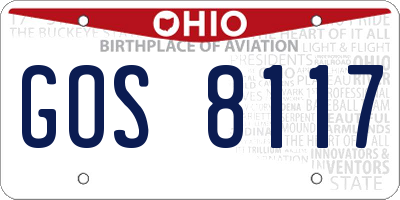 OH license plate GOS8117