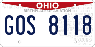 OH license plate GOS8118