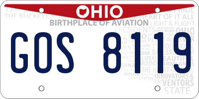 OH license plate GOS8119