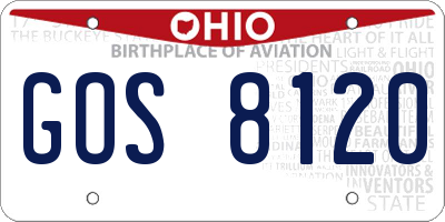 OH license plate GOS8120