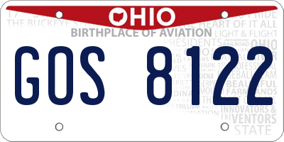 OH license plate GOS8122