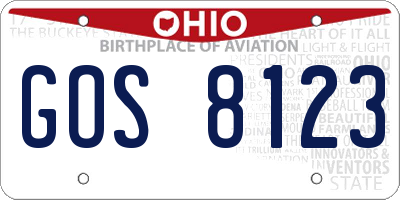 OH license plate GOS8123