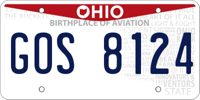 OH license plate GOS8124
